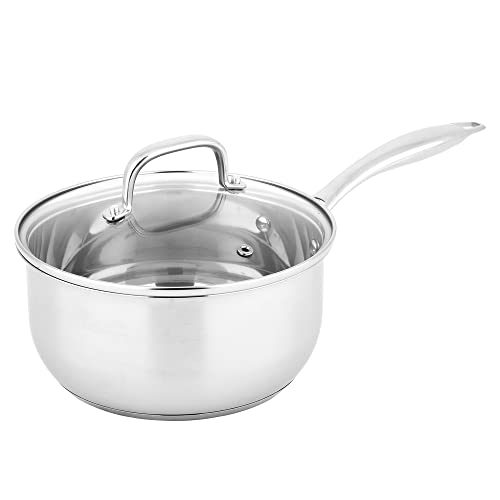 Amazon Basics Stainless Steel Sauce Pan with Lid, 3-Quart, Silver