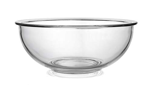 BOVADO USA 4 Quart Glass Bowl for Storage, Mixing, Serving - Clear, Dishwasher, Freezer & Oven Safe Premium Quality Glass, Easy-Clean, 4 QT