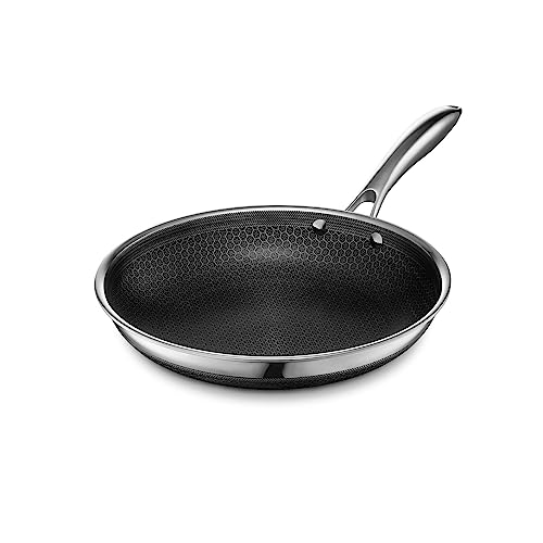 HexClad 10 Inch Hybrid Nonstick Frying Pan, Dishwasher and Oven Friendly, Compatible with All Cooktops