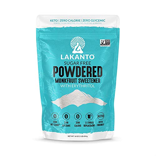 Lakanto Monkfruit Sweetener, 1:1 Powdered Sugar Substitute, Keto, Non-GMO (1 lb)