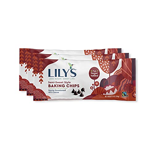 Semi-Sweet Baking Chips by Lily's | Stevia Sweetened, No Added Sugar, Low-Carb, Keto-Friendly | 45% Cocoa | Fair Trade, Gluten-Free & Non-GMO |9 ounce, 3-Pack
