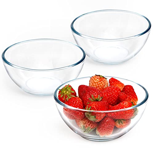 NUTRIUPS 5 Inch Small Glass Bowls, 14oz Glass Cereal Bowl Set, Clear Tempered Glass Dessert Bowls for Kitchen Microwave and Oven Safe