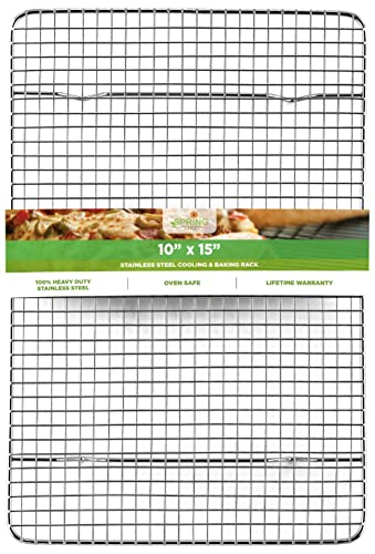 Oven Safe, Heavy Duty Stainless Steel Baking Rack & Cooling Rack, 10 x 15 inches Fits Jelly Roll Pan