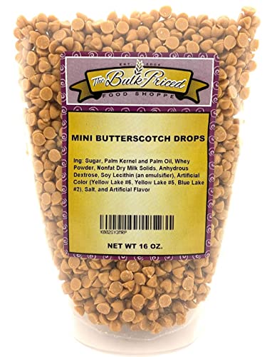 Mini Butterscotch Drops, Bulk Size, Baking Chips (1 lb. Resealable Zip Lock Stand Up Bag)