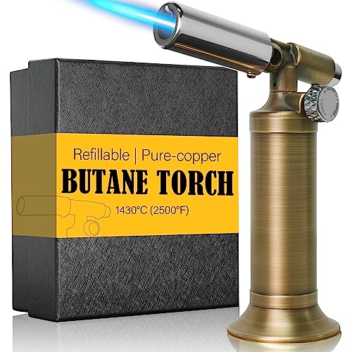 ravs Refillable Butane Torch, Pure Copper Soldering Torches with Adjustable Precision Flame, Blow Torch for Welding, Resin Art, Dental and Crafts. Industrial Lighters - Gas Not Included