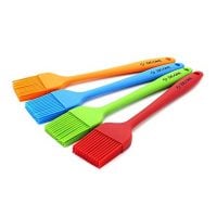 Zicome Set of 4 Silicone Pastry Basting Grill Barbecue Brush - Solid Core and Hygienic Solid Coating - 4 Bright Colored Red, Blue, Orange, Green - 8-3/4 Inch Long