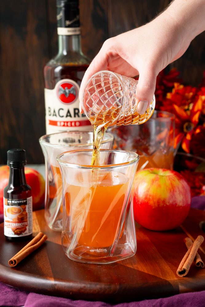 rum pouring into cider