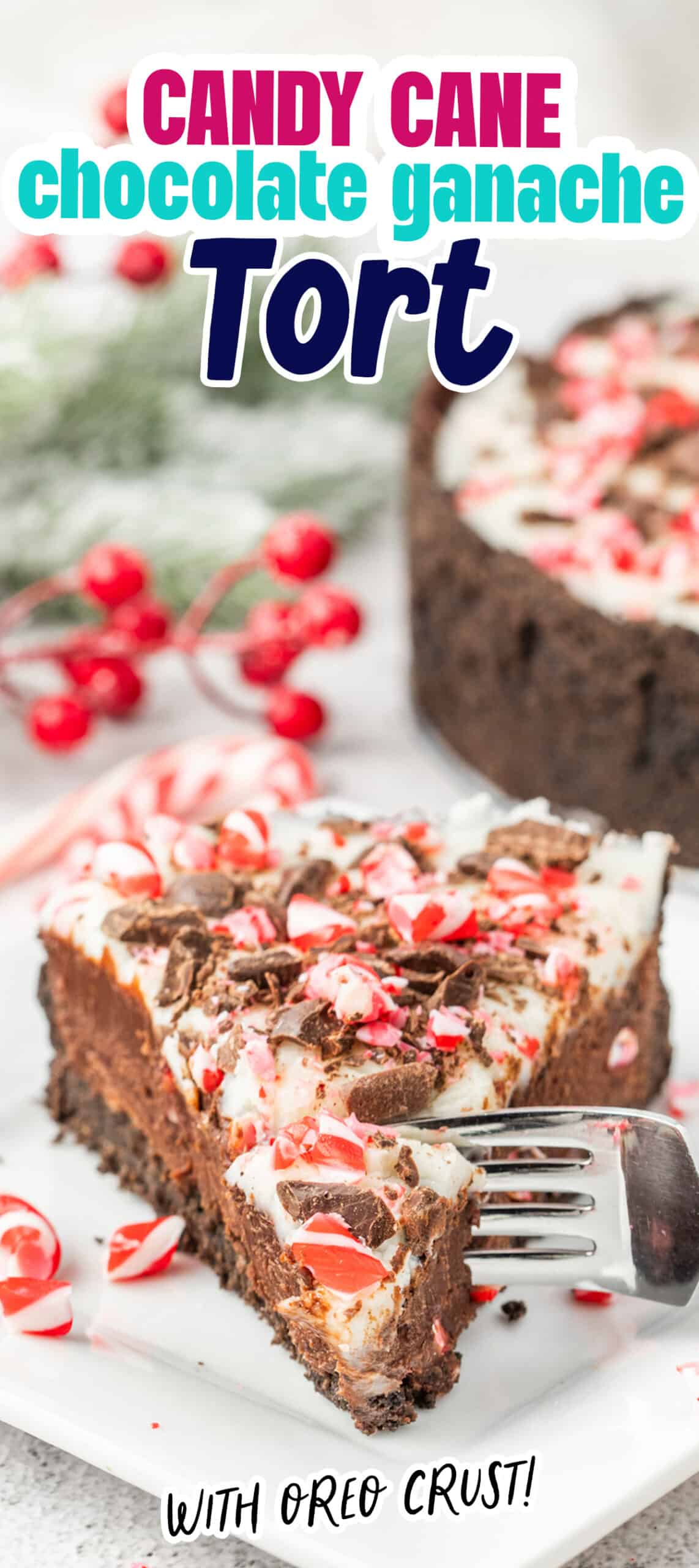 Indulge in the delectable combination of luscious chocolate ganache and the festive touch of candy cane in this mouthwatering tort.