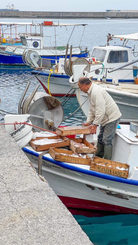 Greek fisherman on a boat, Kalamata