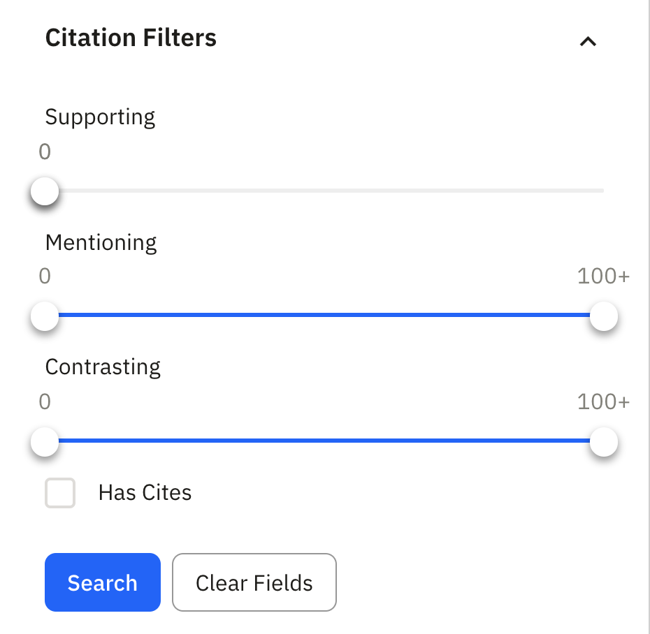 Example of citation filters for no supporting citations