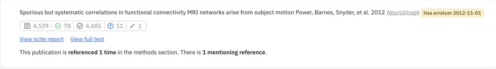 Example 3 of a reference that has erratum and has some contrasting citations that should be investigated