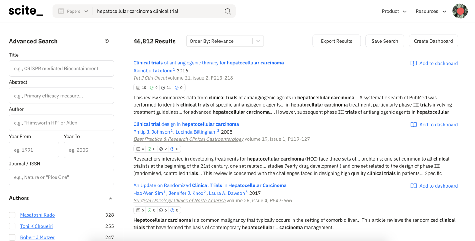 Figure 2. More refined search for publications related to clinical trials for hepatocellular carcinoma involving immune checkpoint-based therapies.