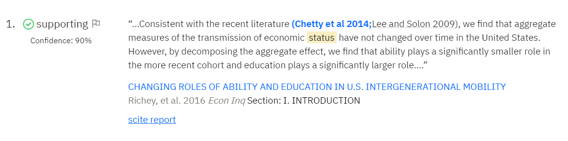 An example of a supporting citation statement